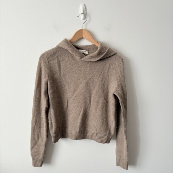 Aritzia Essential 100% Cashmere Hoodie Sweater Light Mocha Brown Size XS - Picture 4 of 7